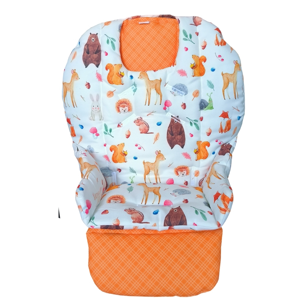 Chicco%20Polly%20Double%20Phase%20Çift%20Minderli%20Mama%20Sandalyesi%20Minderi%20%20-%20%20Turuncu%20Ekose%20ve%20Salyangoz