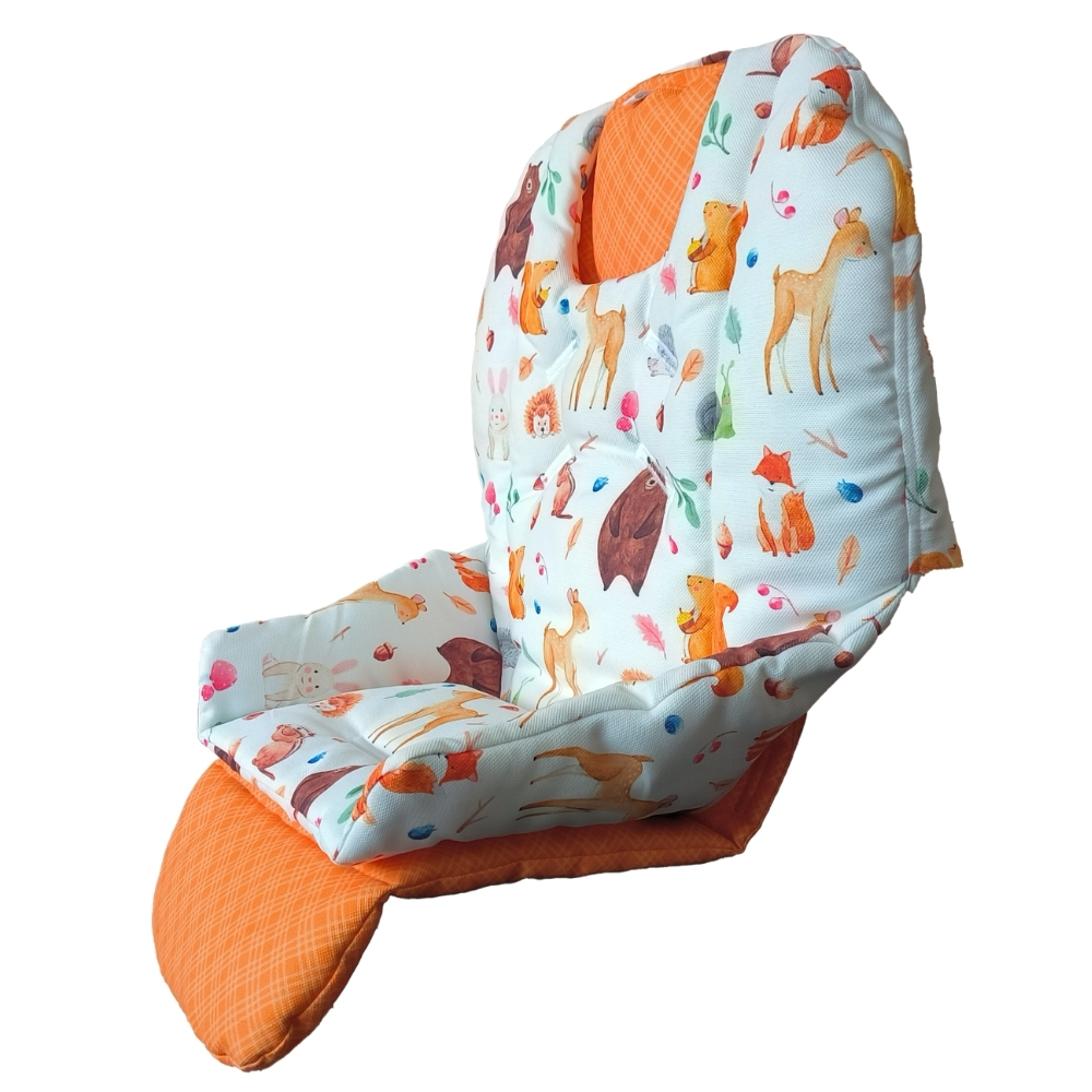 Chicco%20Polly%20Double%20Phase%20Çift%20Minderli%20Mama%20Sandalyesi%20Minderi%20%20-%20%20Turuncu%20Ekose%20ve%20Salyangoz