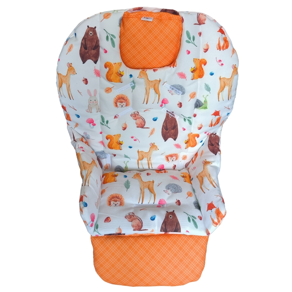 Chicco%20Polly%20Double%20Phase%20Çift%20Minderli%20Mama%20Sandalyesi%20Minderi%20%20-%20%20Turuncu%20Ekose%20ve%20Salyangoz